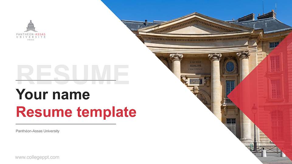 Panthéon-Assas University Resume PPT Template16:9 ratio PPT effect preview image