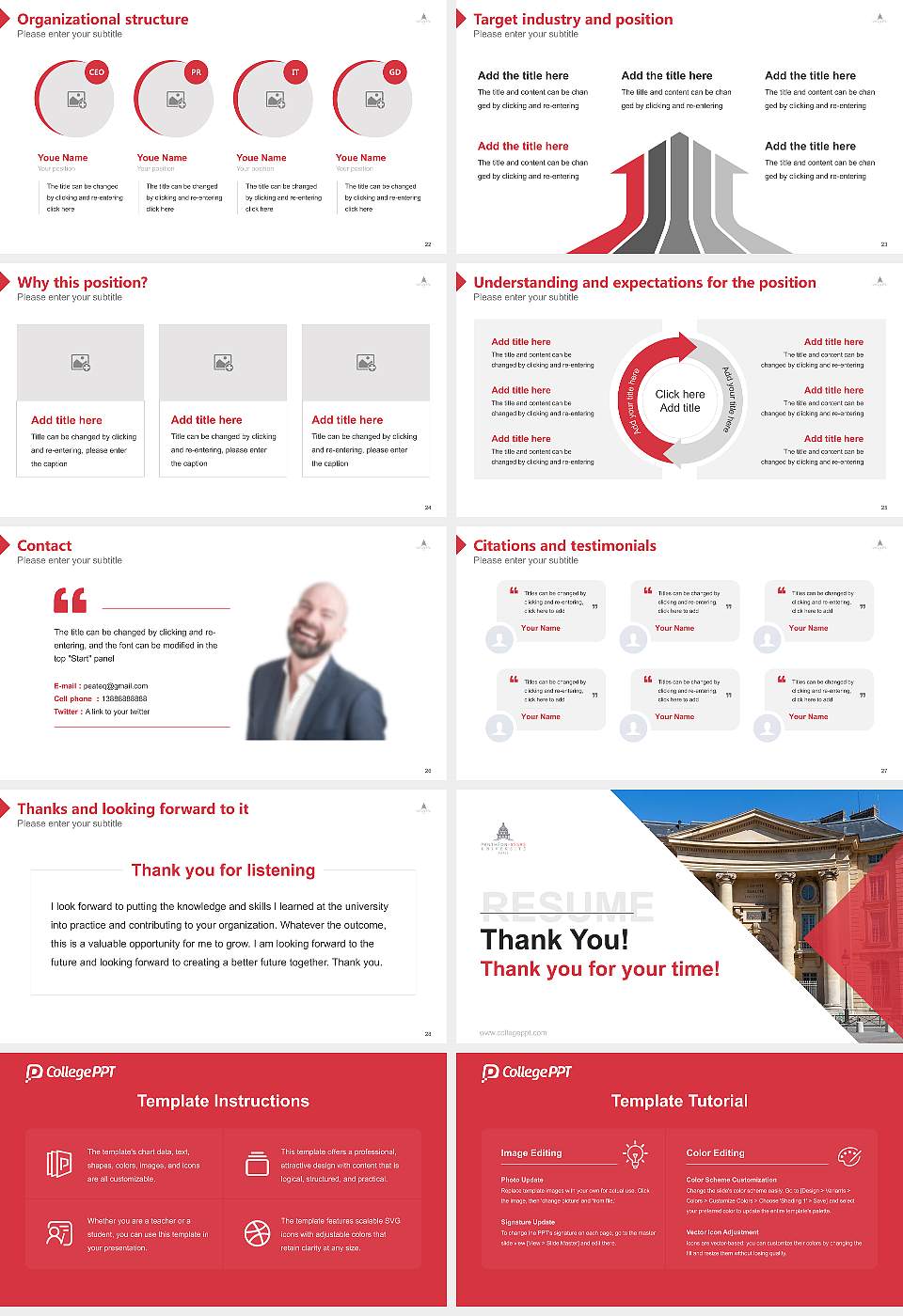 Panthéon-Assas University Resume PPT Template16:9 ratio PPT effect preview image4