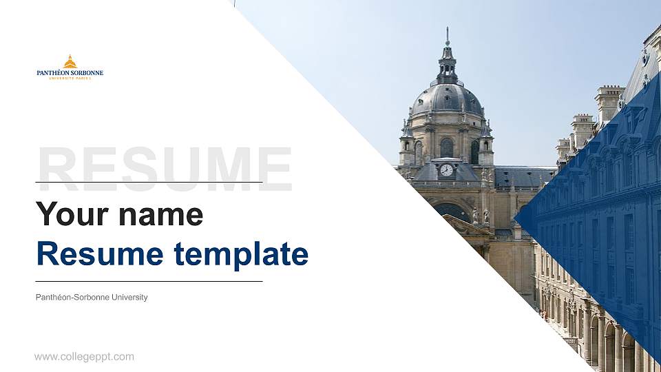 Panthéon-Sorbonne University Resume PPT Template16:9 ratio PPT effect preview image