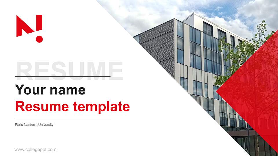 Paris Nanterre University Resume PPT Template16:9 ratio PPT effect preview image