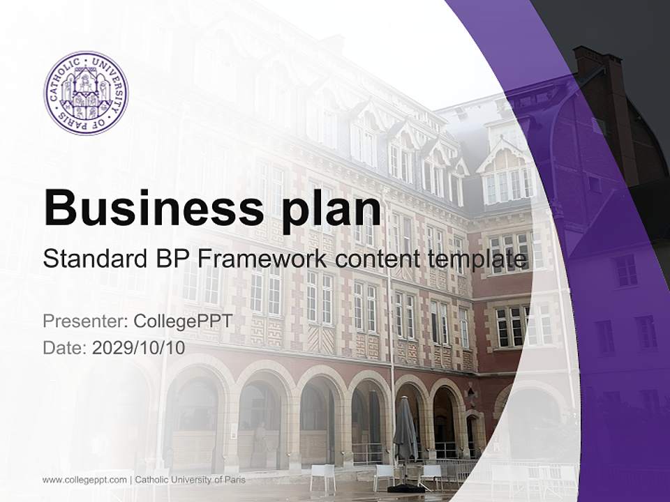 Catholic University of Paris Competition/Entrepreneurship Contest PPT Template4:3 ratio PPT effect preview image9