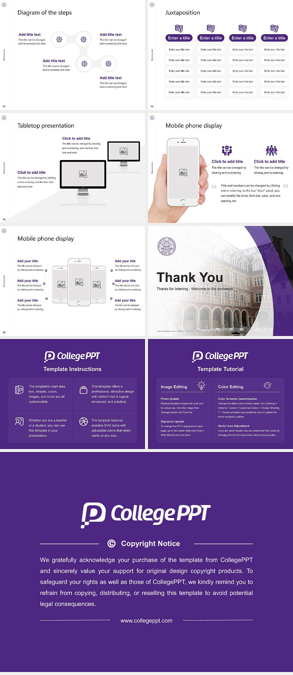 Catholic University of Paris Competition/Entrepreneurship Contest PPT Template4:3 ratio PPT effect preview image9