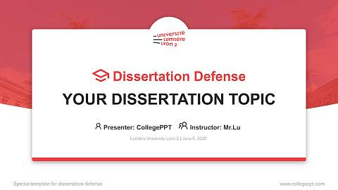 Lumière University Lyon 2 Graduation Thesis Defense PPT Template