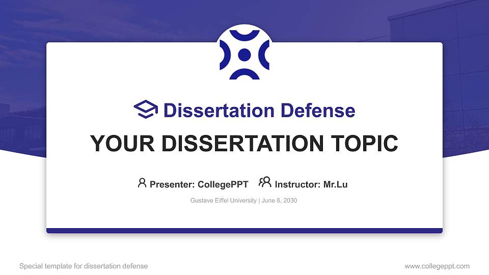 Gustave Eiffel University Graduation Thesis Defense PPT Template16:9 ratio PPT effect preview image