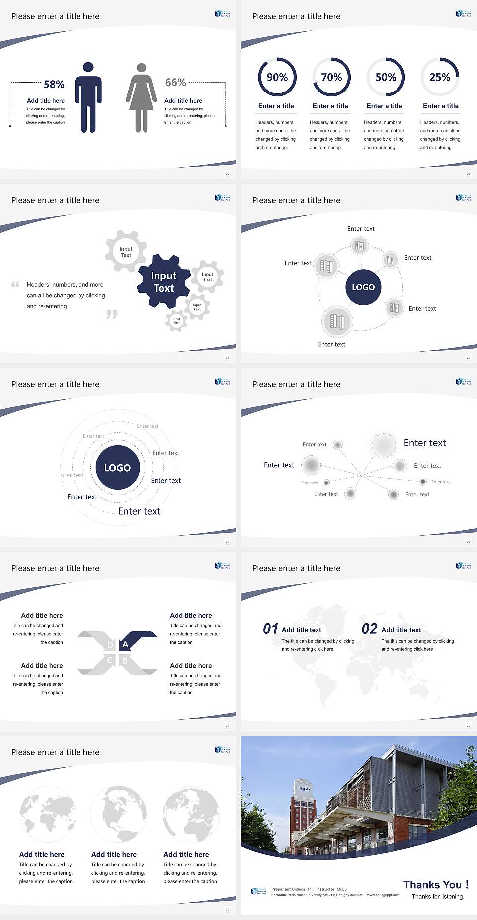 Sorbonne Paris North University – Bobigny campus Course/Courseware Creation PPT Template4:3 ratio PPT effect preview image4