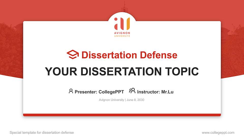 Avignon University Graduation Thesis Defense PPT Template16:9 ratio PPT effect preview image