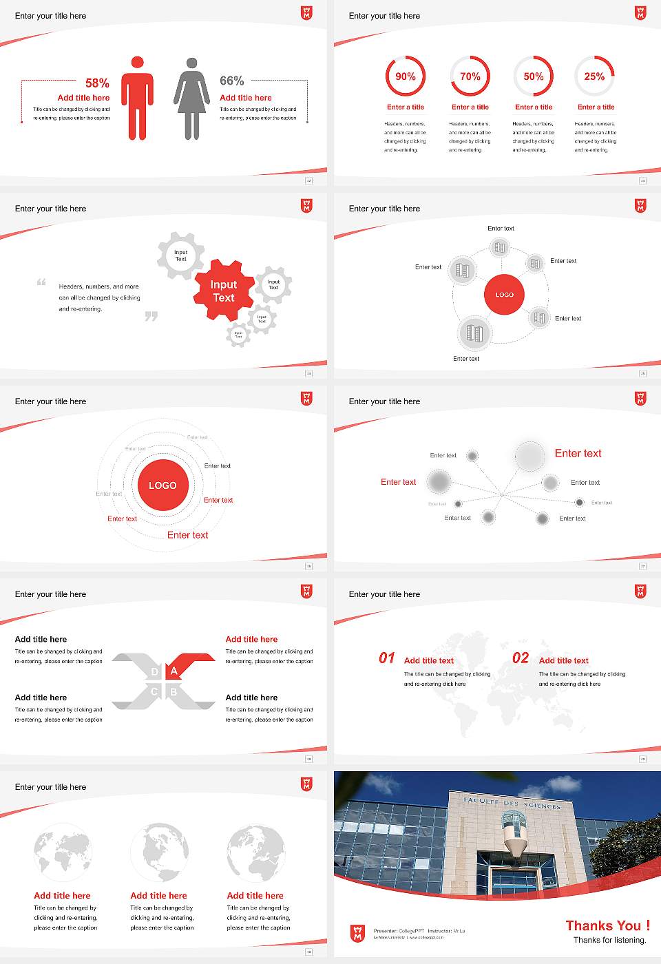 Le Mans University Course/Courseware Creation PPT Template16:9 ratio PPT effect preview image4