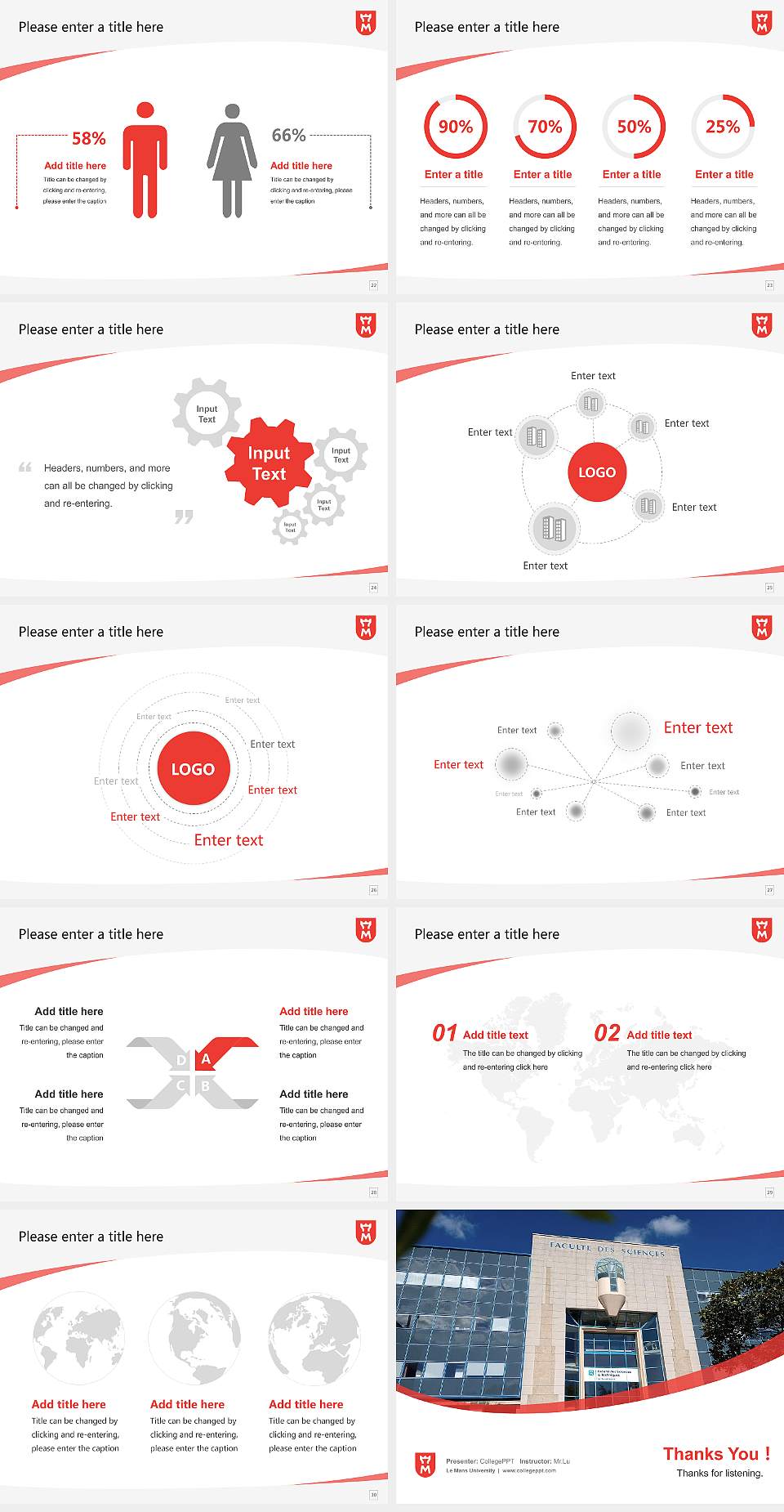 Le Mans University Course/Courseware Creation PPT Template4:3 ratio PPT effect preview image4