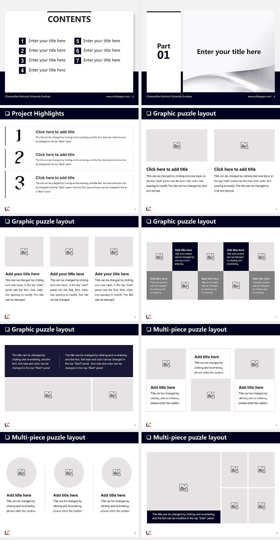 Champollion National University Institute General PPT Template4:3 ratio PPT effect preview image2