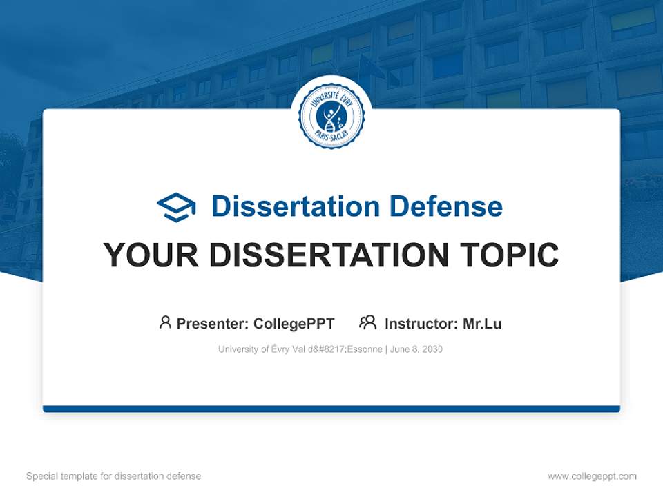 University of Évry Val d’Essonne Graduation Thesis Defense PPT Template4:3 ratio PPT effect preview image7