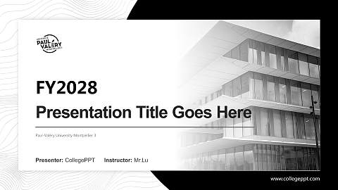 Paul-Valéry University Montpellier 3 Academic Presentation/Research Findings Report PPT Template
