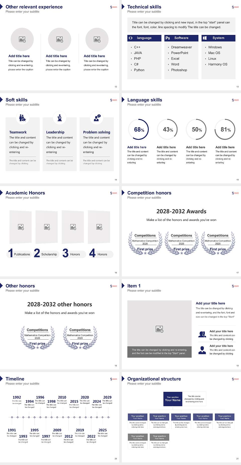 Sorbonne University Resume PPT Template4:3 ratio PPT effect preview image3