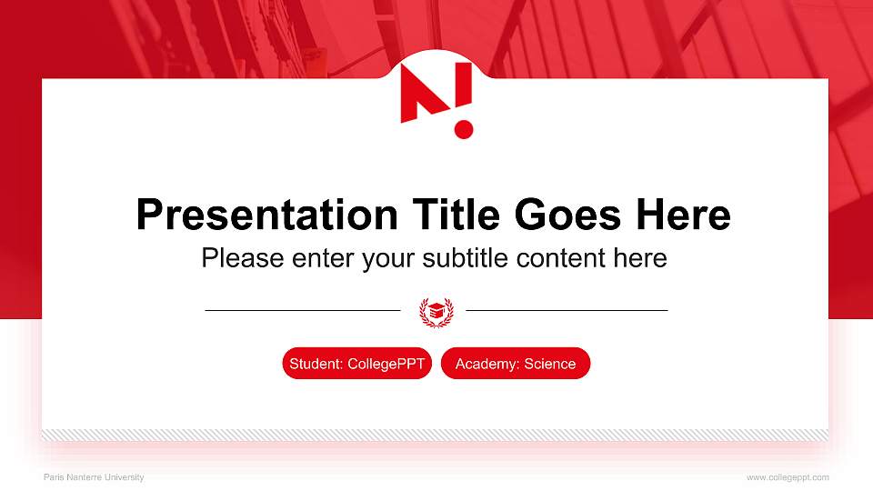 Paris Nanterre University National Scholarship Defense PPT Template16:9 ratio PPT effect preview image