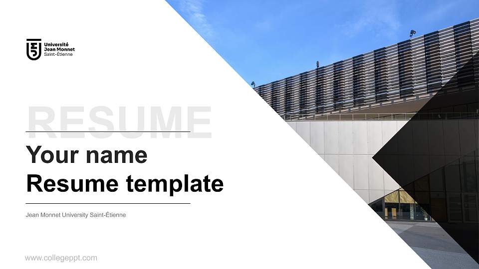 Jean Monnet University Saint-Étienne Resume PPT Template16:9 ratio PPT effect preview image