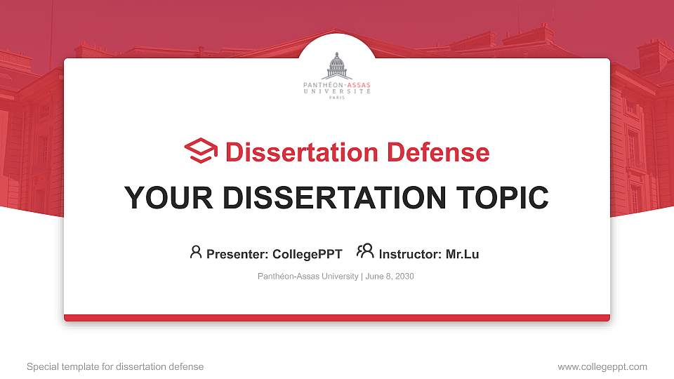 Panthéon-Assas University Graduation Thesis Defense PPT Template16:9 ratio PPT effect preview image