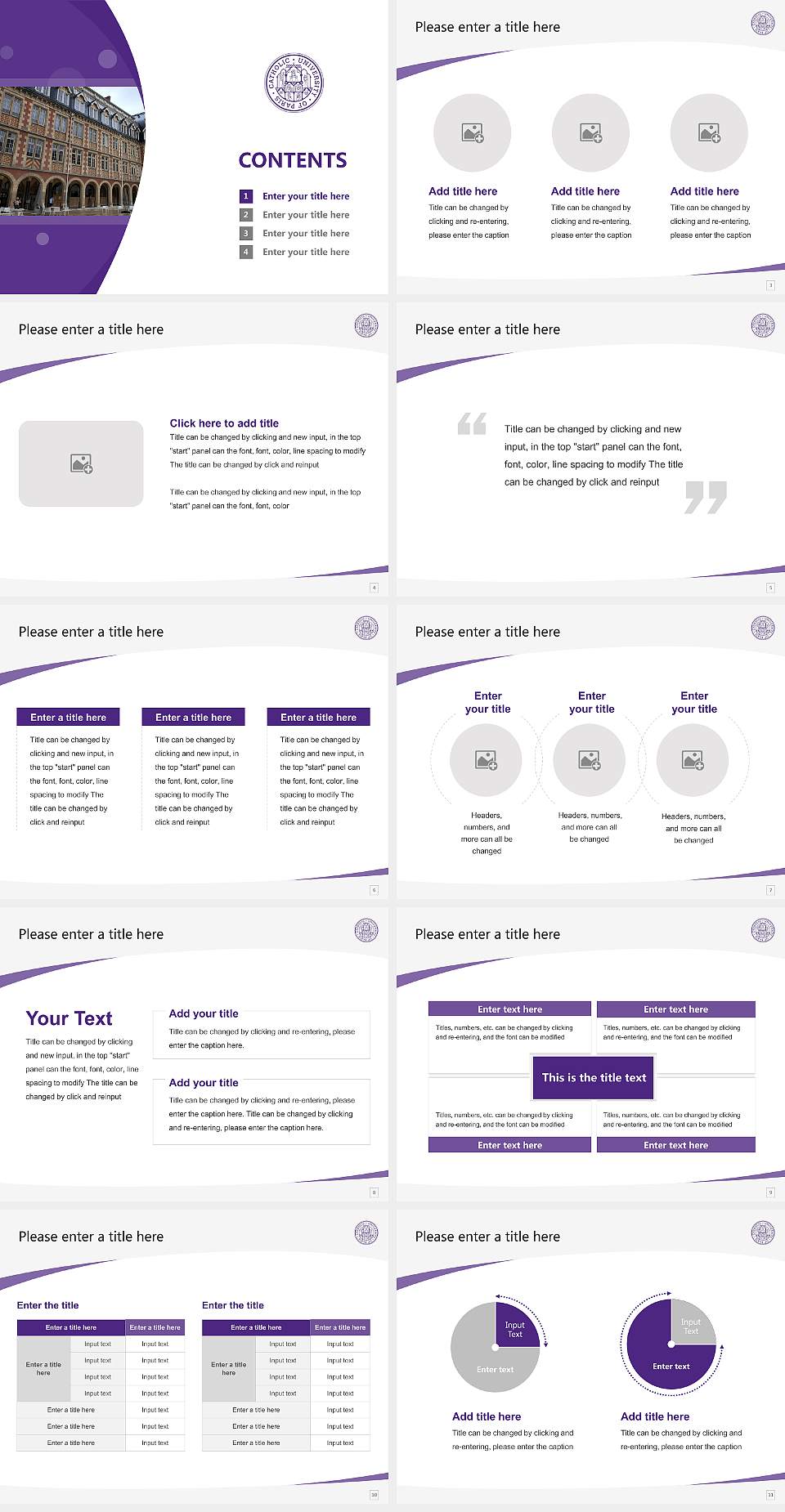 Catholic University of Paris Course/Courseware Creation PPT Template4:3 ratio PPT effect preview image2
