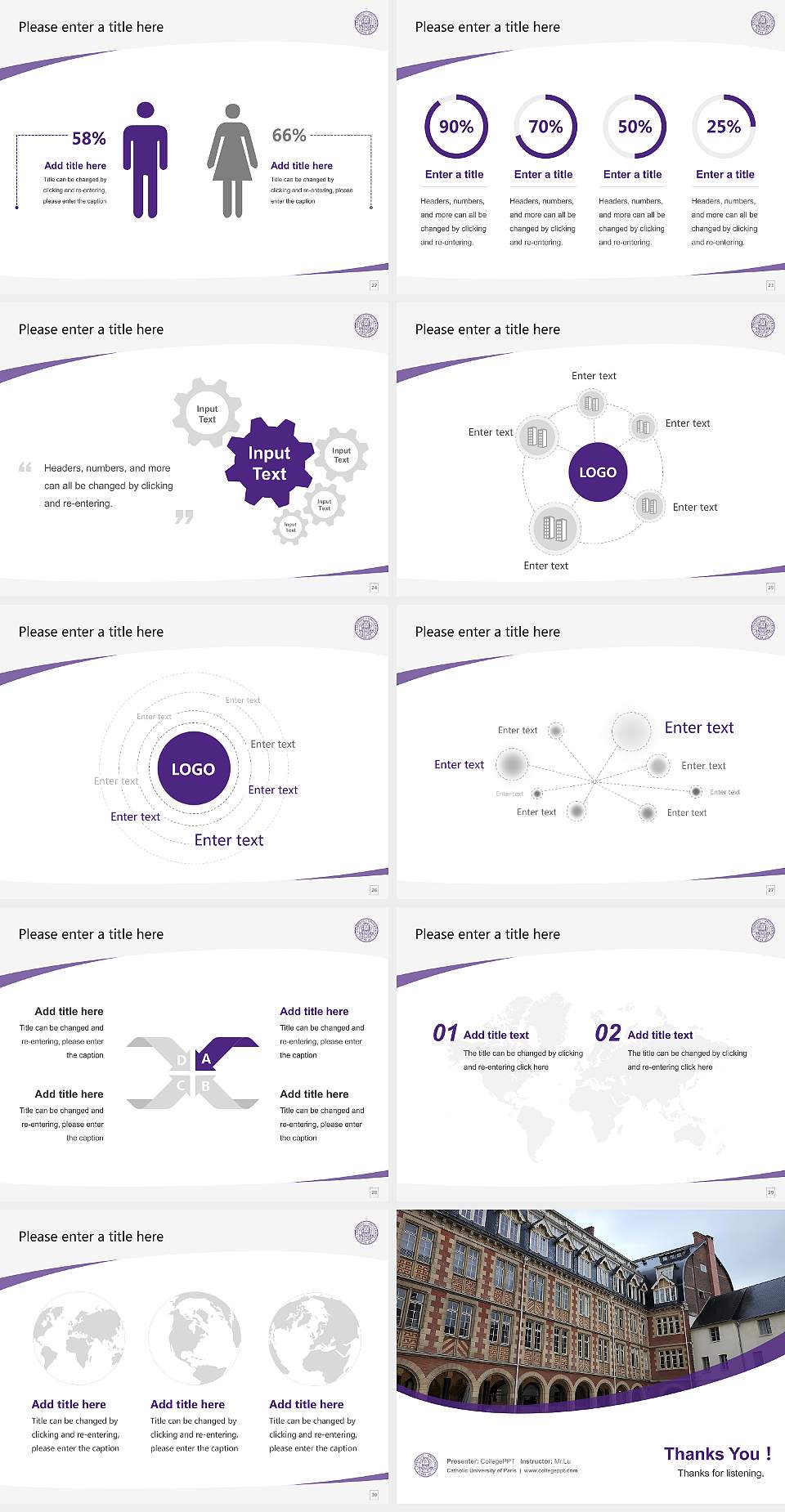 Catholic University of Paris Course/Courseware Creation PPT Template4:3 ratio PPT effect preview image4