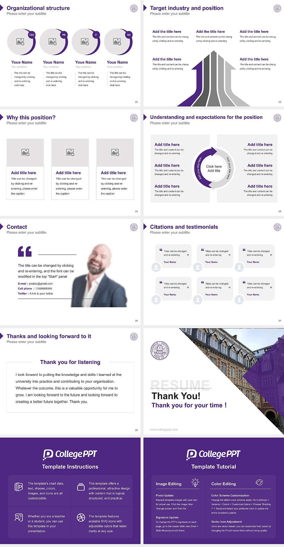 Catholic University of Paris Resume PPT Template4:3 ratio PPT effect preview image4