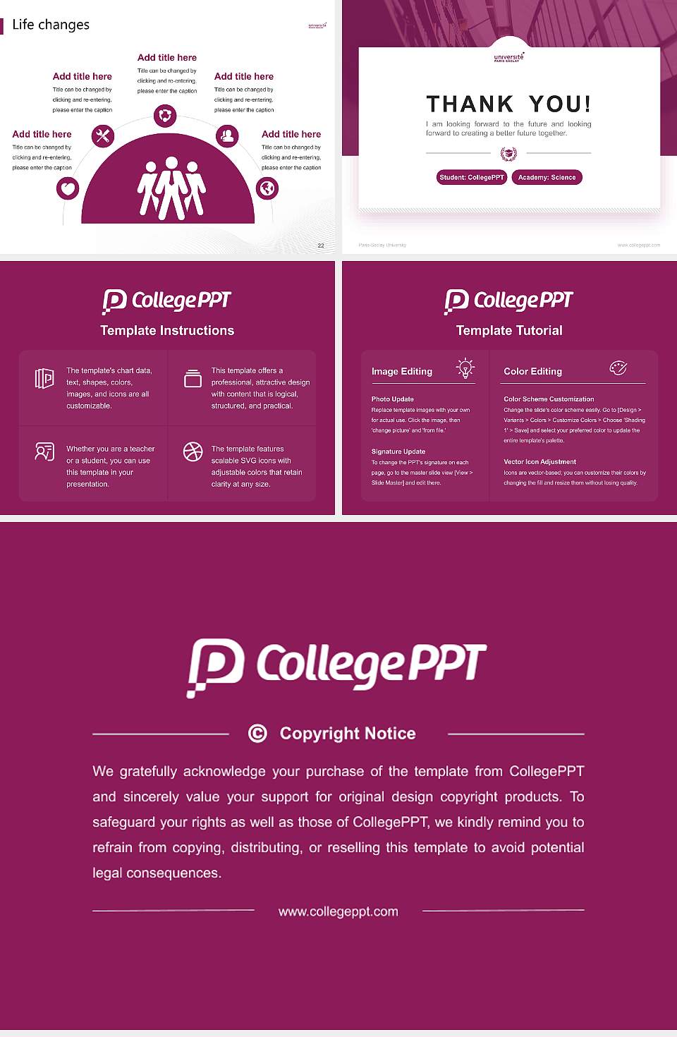 Paris-Saclay University National Scholarship Defense PPT Template4:3 ratio PPT effect preview image4