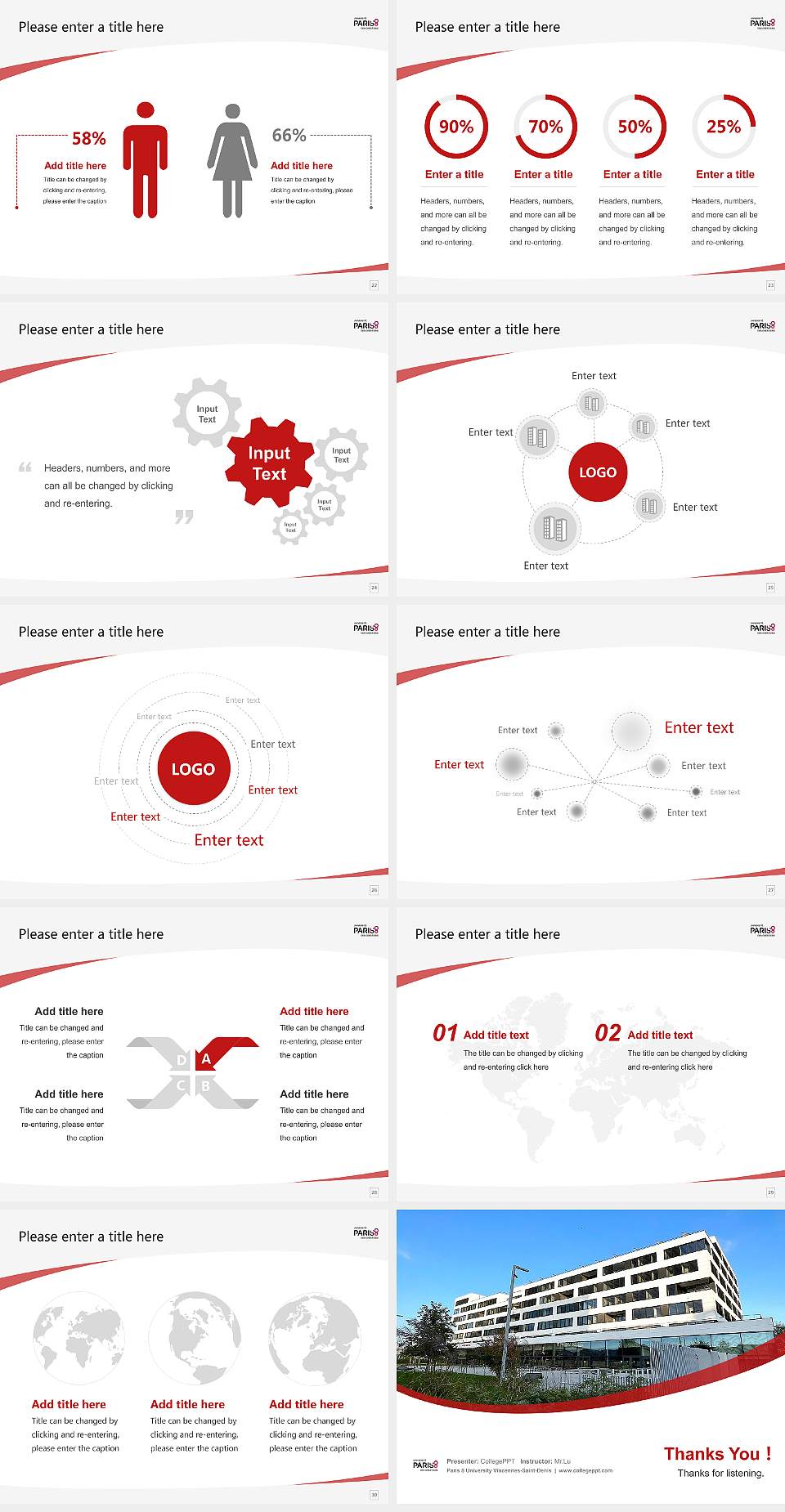 Paris 8 University Vincennes-Saint-Denis Course/Courseware Creation PPT Template4:3 ratio PPT effect preview image4