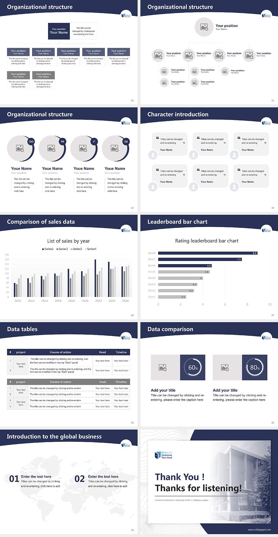Sorbonne Paris North University – Bobigny campus Academic Presentation/Research Findings Report PPT Template4:3 ratio PPT effect preview image4