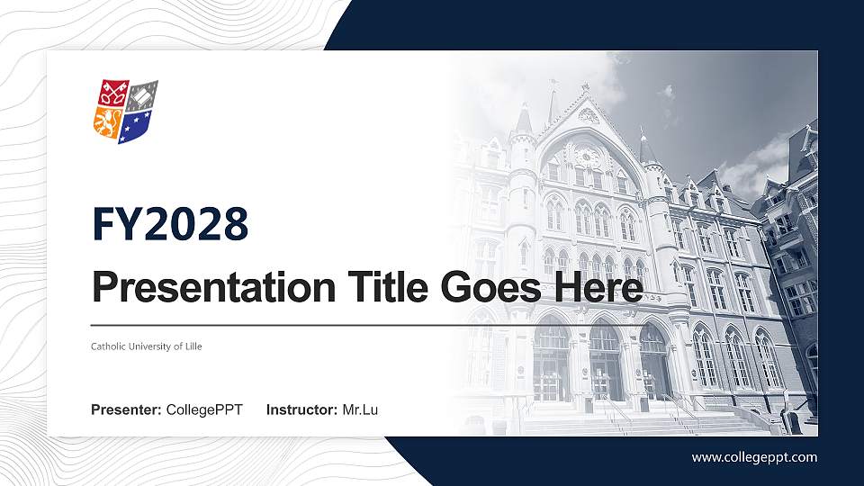 Catholic University of Lille Academic Presentation/Research Findings Report PPT Template16:9 ratio PPT effect preview image