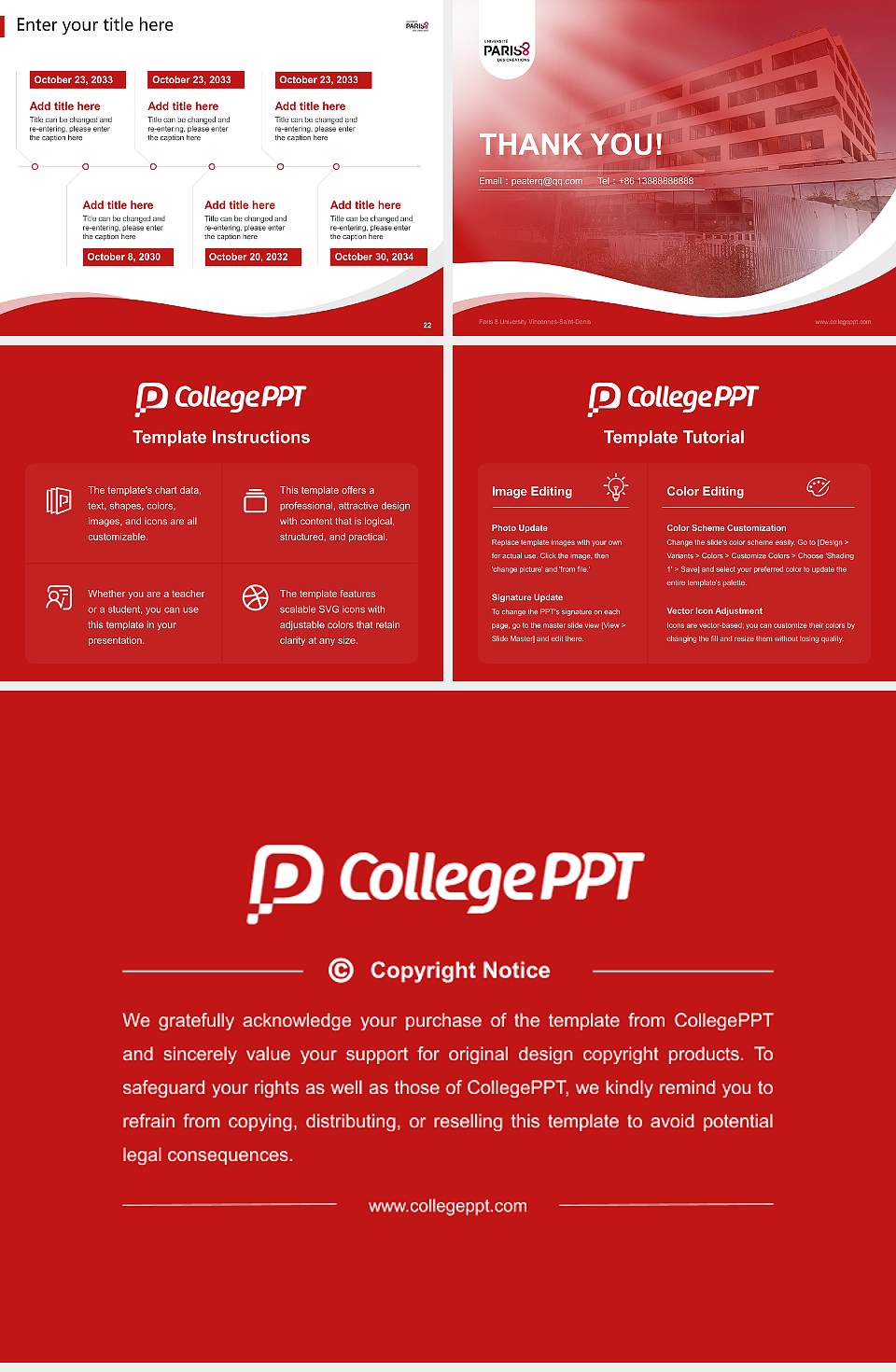 Paris 8 University Vincennes-Saint-Denis Lecture Sharing and Networking Event PPT Template4:3 ratio PPT effect preview image4