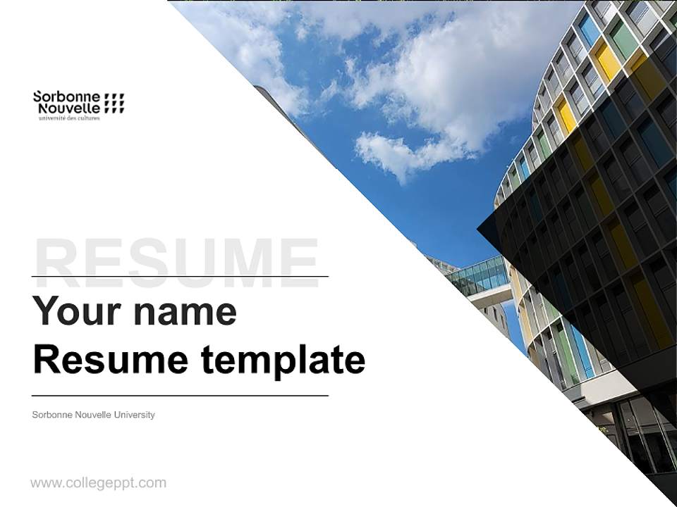 Sorbonne Nouvelle University Resume PPT Template4:3 ratio PPT effect preview image5