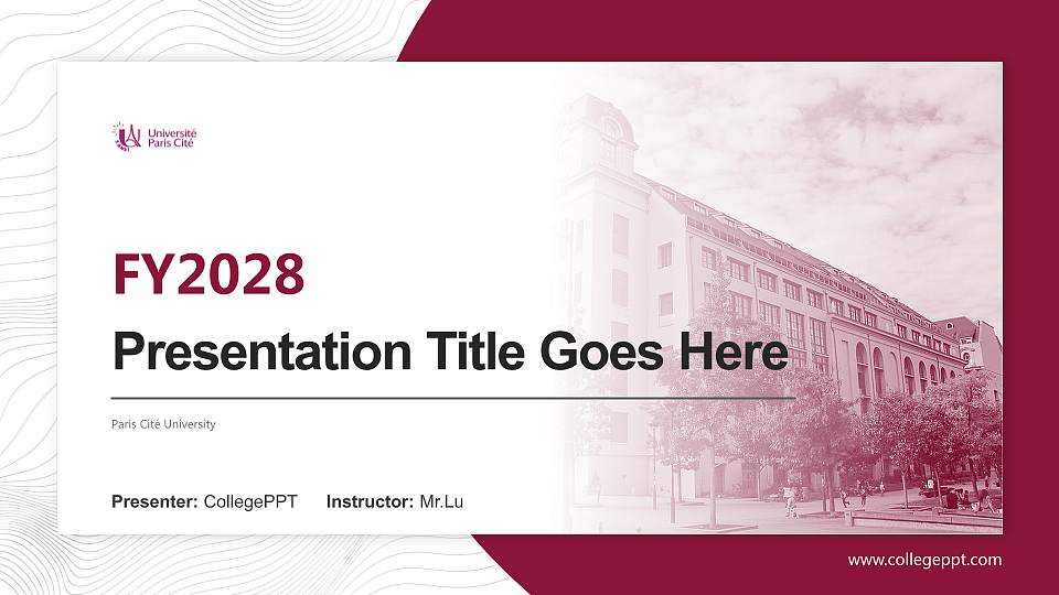 Paris Cité University Academic Presentation/Research Findings Report PPT Template16:9 ratio PPT effect preview image