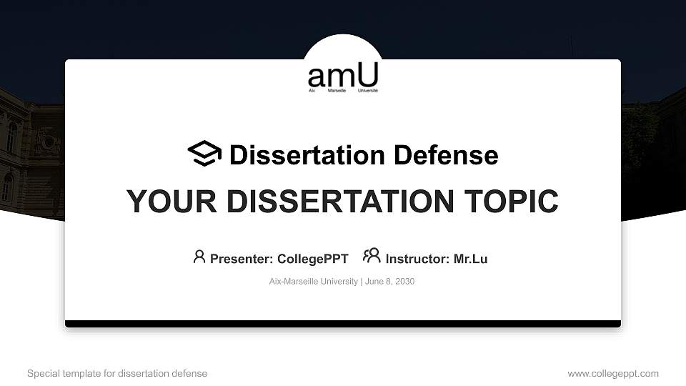 Aix-Marseille University Graduation Thesis Defense PPT Template16:9 ratio PPT effect preview image