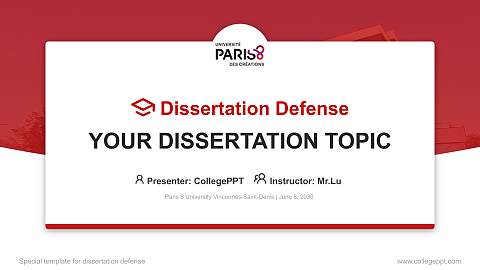 Paris 8 University Vincennes-Saint-Denis Graduation Thesis Defense PPT Template