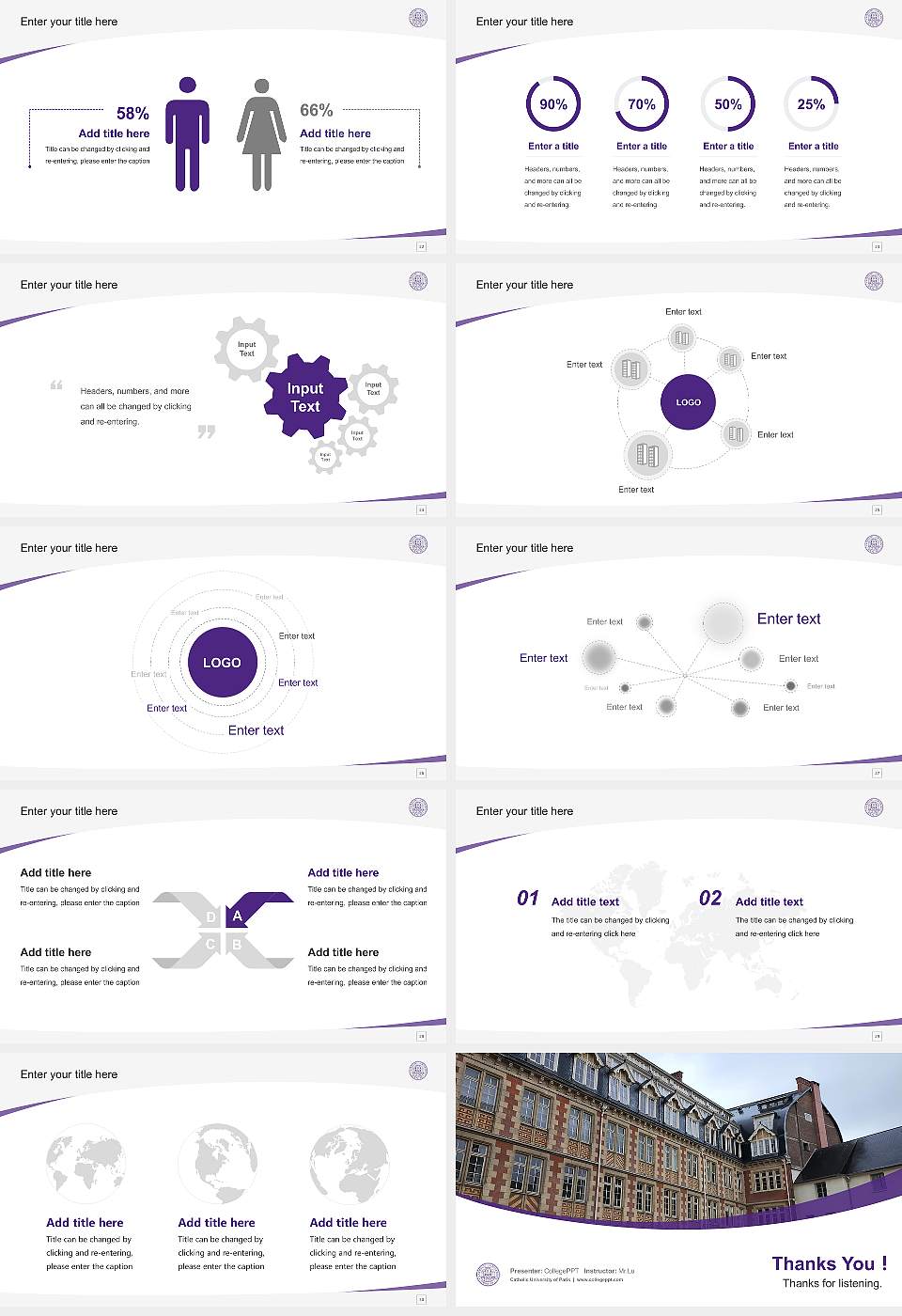 Catholic University of Paris Course/Courseware Creation PPT Template16:9 ratio PPT effect preview image4