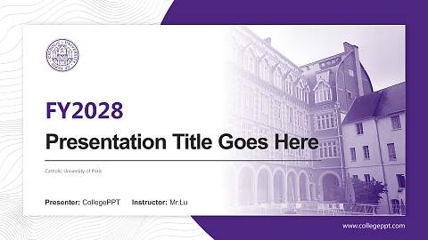 Catholic University of Paris Academic Presentation/Research Findings Report PPT Template