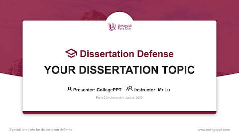 Paris Cité University Graduation Thesis Defense PPT Template