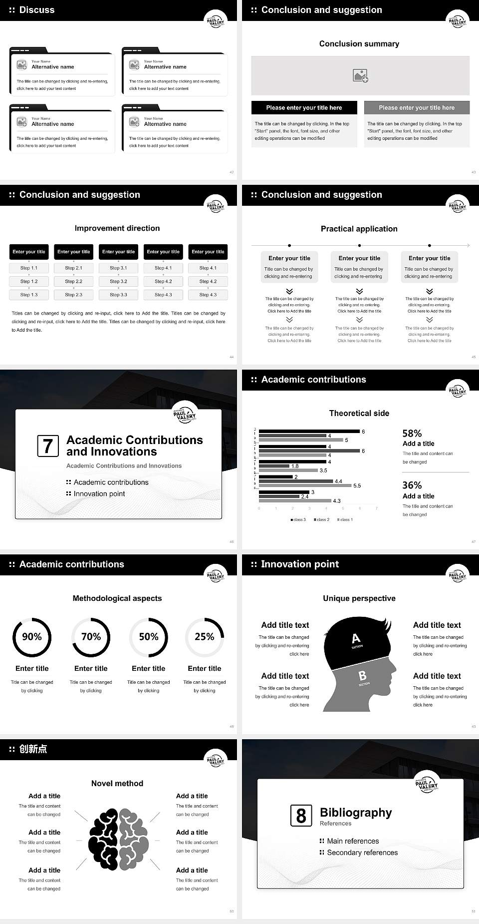 Paul-Valéry University Montpellier 3 Graduation Thesis Defense PPT Template4:3 ratio PPT effect preview image6