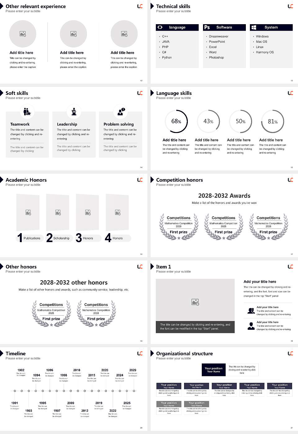 Champollion National University Institute Resume PPT Template16:9 ratio PPT effect preview image3