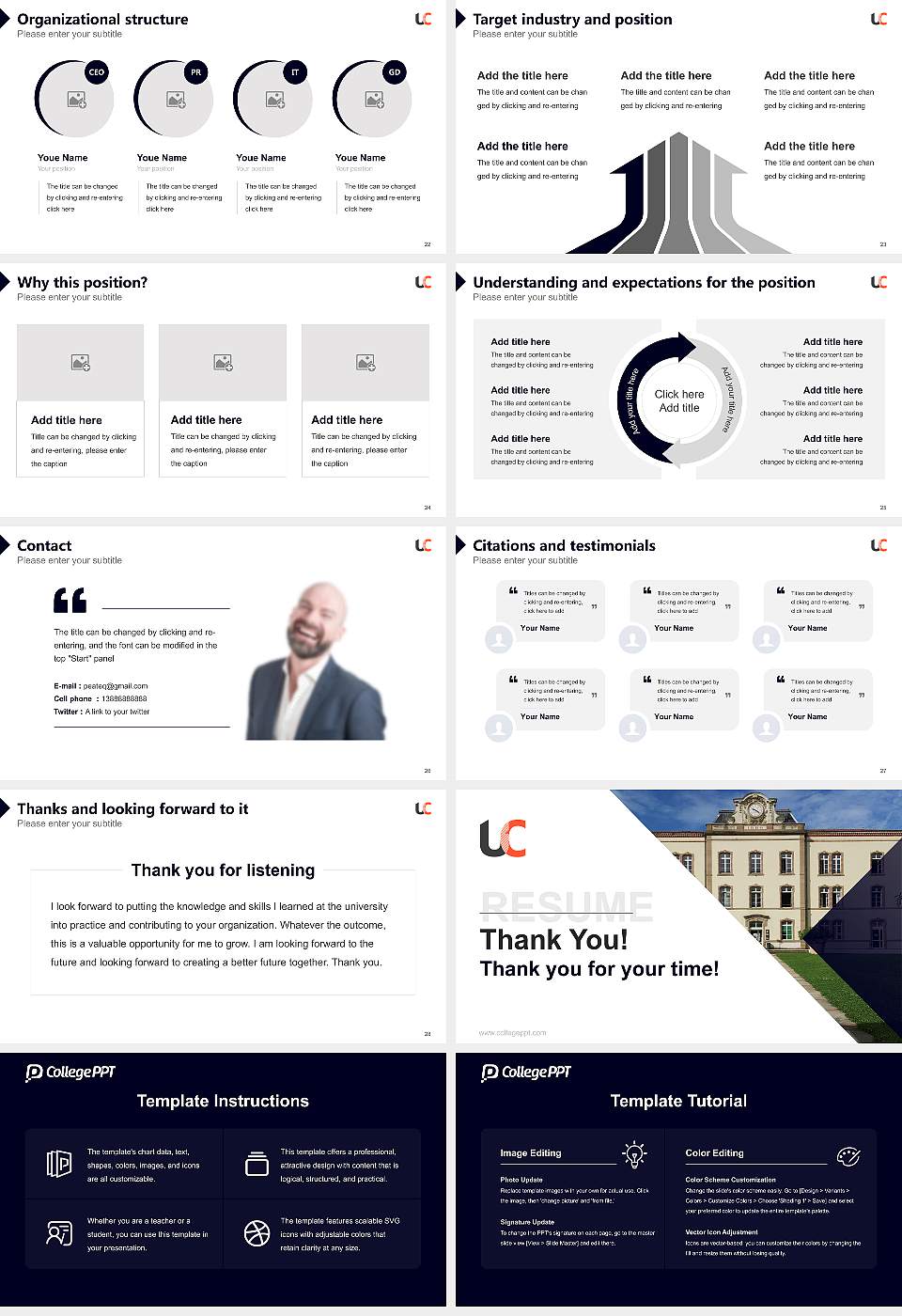 Champollion National University Institute Resume PPT Template16:9 ratio PPT effect preview image4