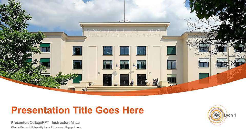 Claude Bernard University Lyon 1 Course/Courseware Creation PPT Template16:9 ratio PPT effect preview image