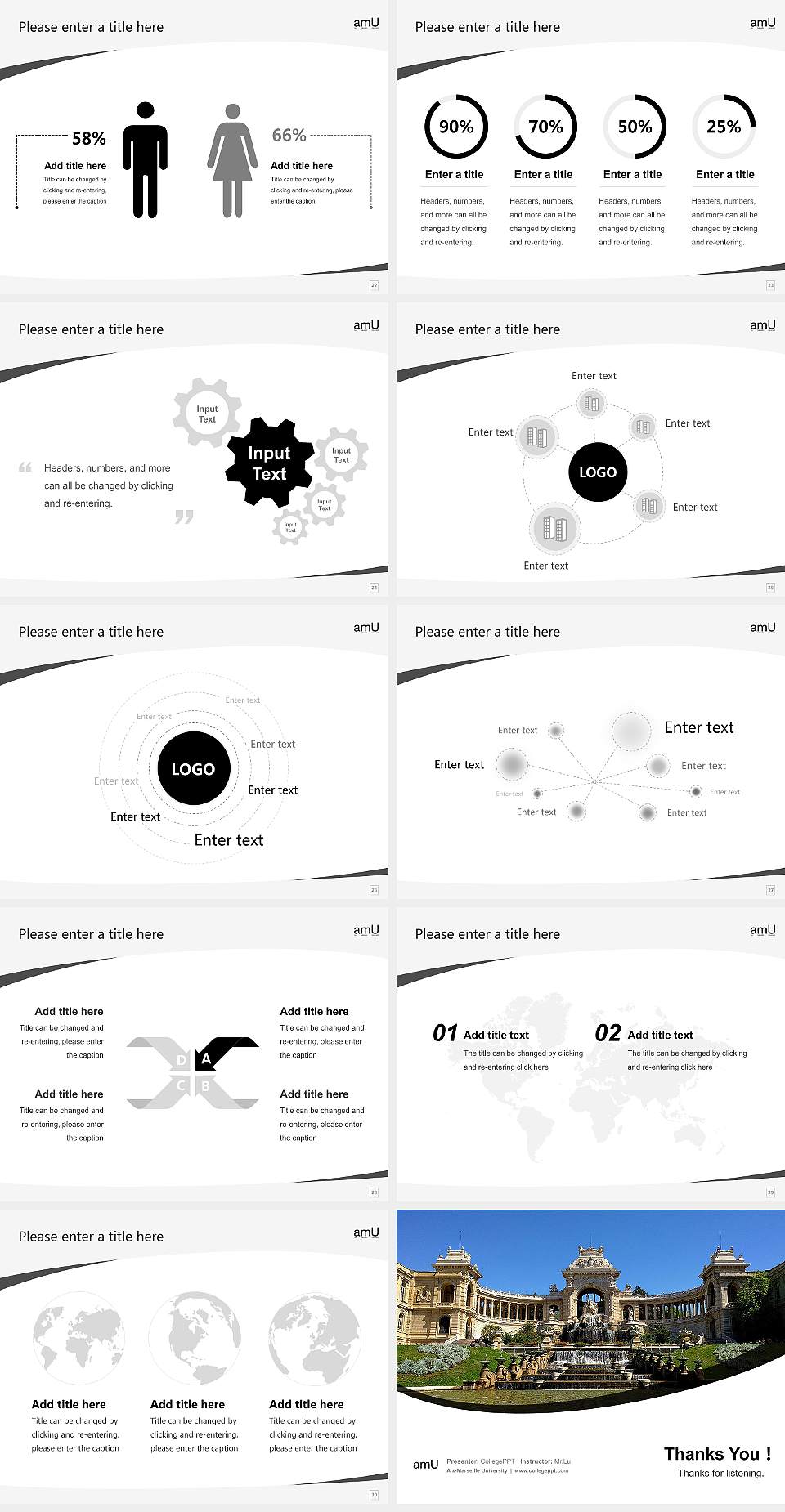 Aix-Marseille University Course/Courseware Creation PPT Template4:3 ratio PPT effect preview image4