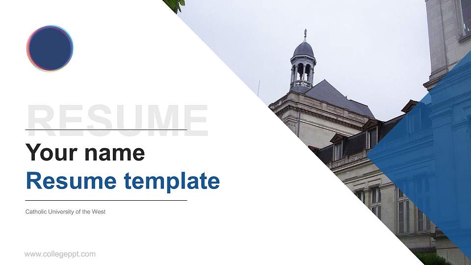 Catholic University of the West Resume PPT Template16:9 ratio PPT effect preview image