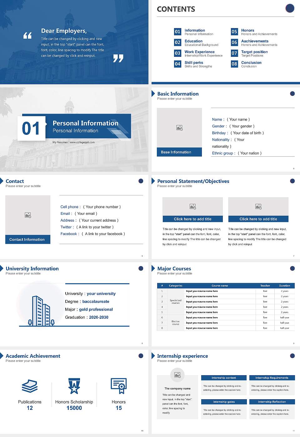 Catholic University of the West Resume PPT Template16:9 ratio PPT effect preview image2