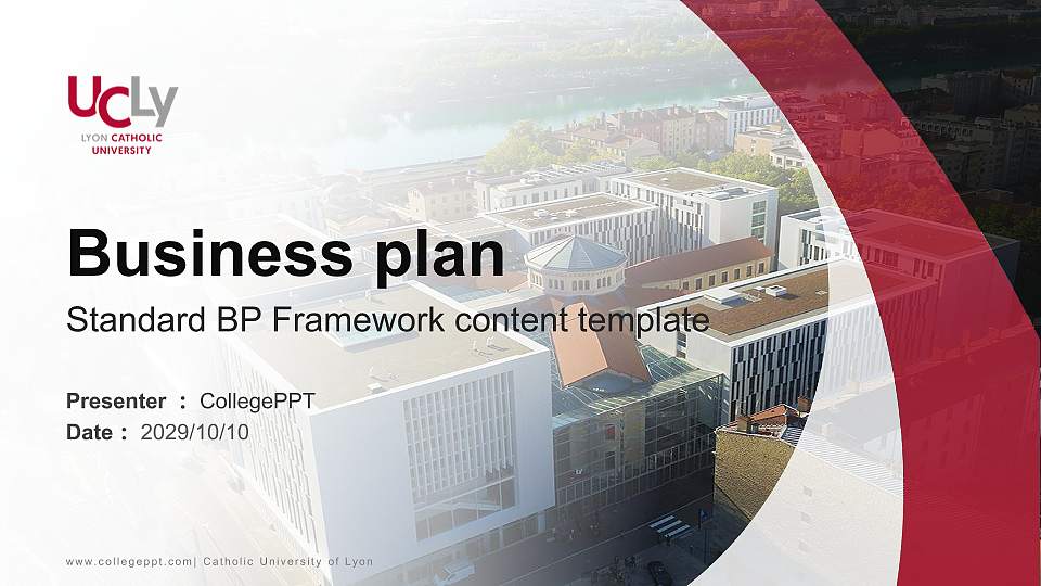 Catholic University of Lyon Competition/Entrepreneurship Contest PPT Template16:9 ratio PPT effect preview image