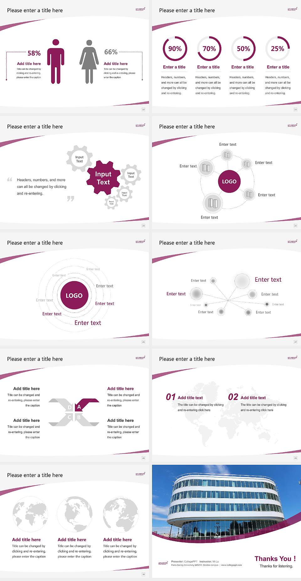 Paris-Saclay University – Bicêtre campus Course/Courseware Creation PPT Template4:3 ratio PPT effect preview image4