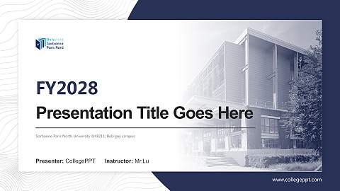 Sorbonne Paris North University – Bobigny campus Academic Presentation/Research Findings Report PPT Template