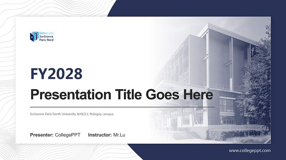 Sorbonne Paris North University – Bobigny campus Academic Presentation/Research Findings Report PPT Template16:9 ratio PPT effect preview image