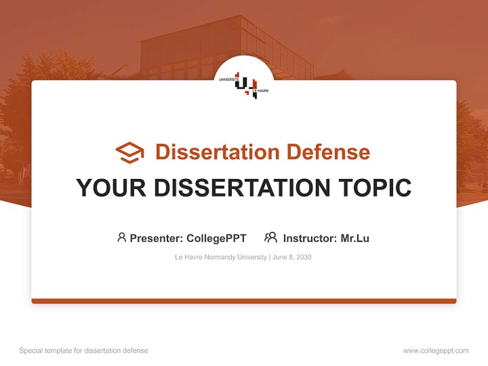 Le Havre Normandy University Graduation Thesis Defense PPT Template4:3 ratio PPT effect preview image7