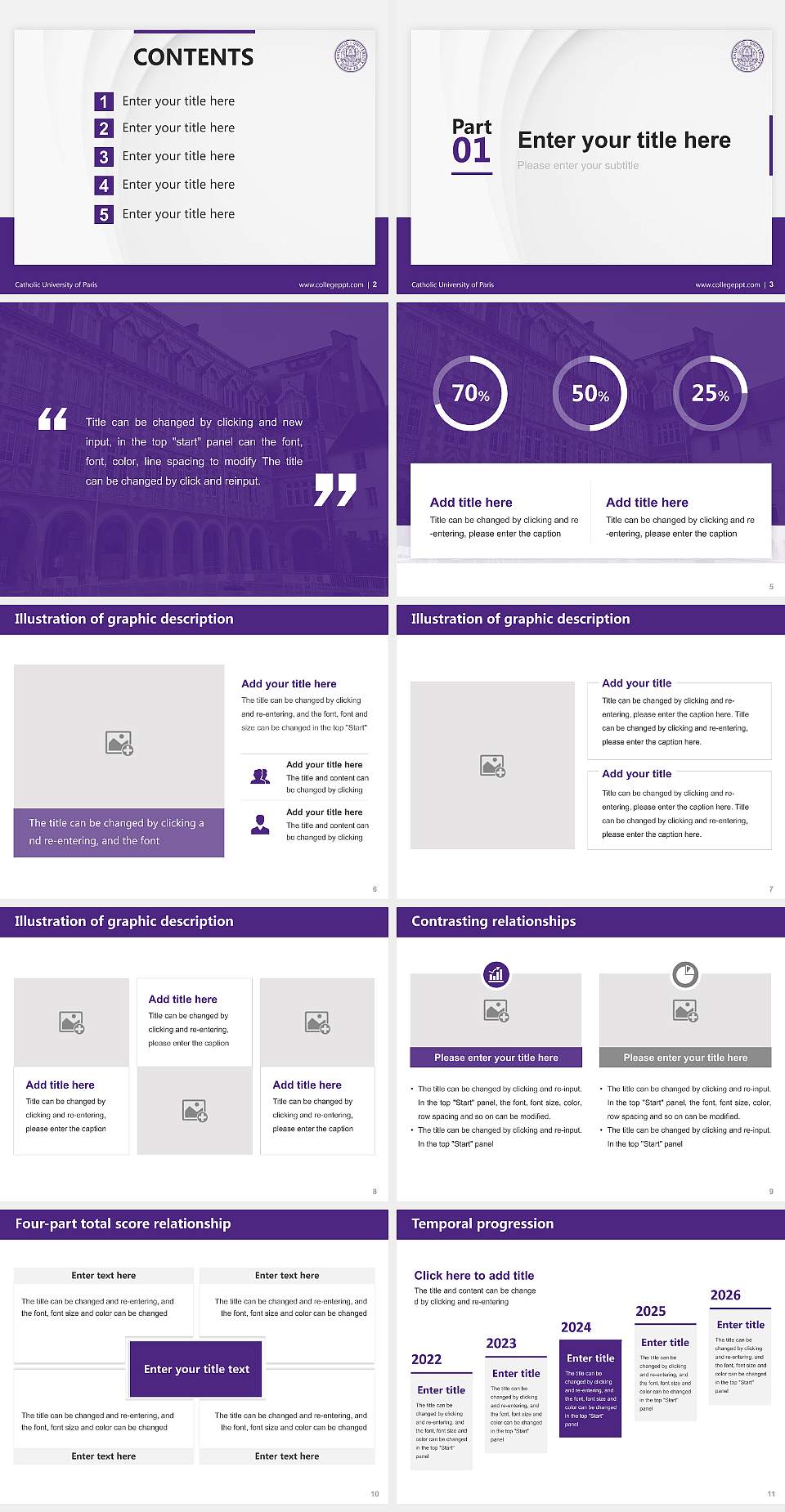 Catholic University of Paris Thesis Proposal/Graduation Defense PPT Template4:3 ratio PPT effect preview image2