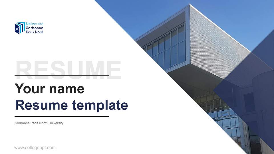 Sorbonne Paris North University Resume PPT Template16:9 ratio PPT effect preview image