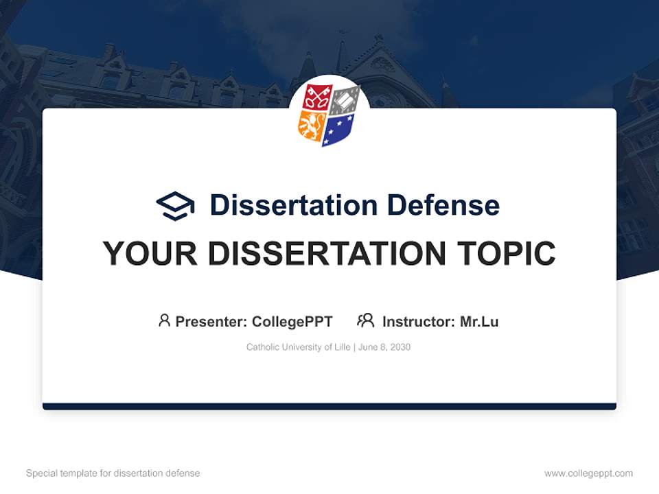 Catholic University of Lille Graduation Thesis Defense PPT Template4:3 ratio PPT effect preview image7