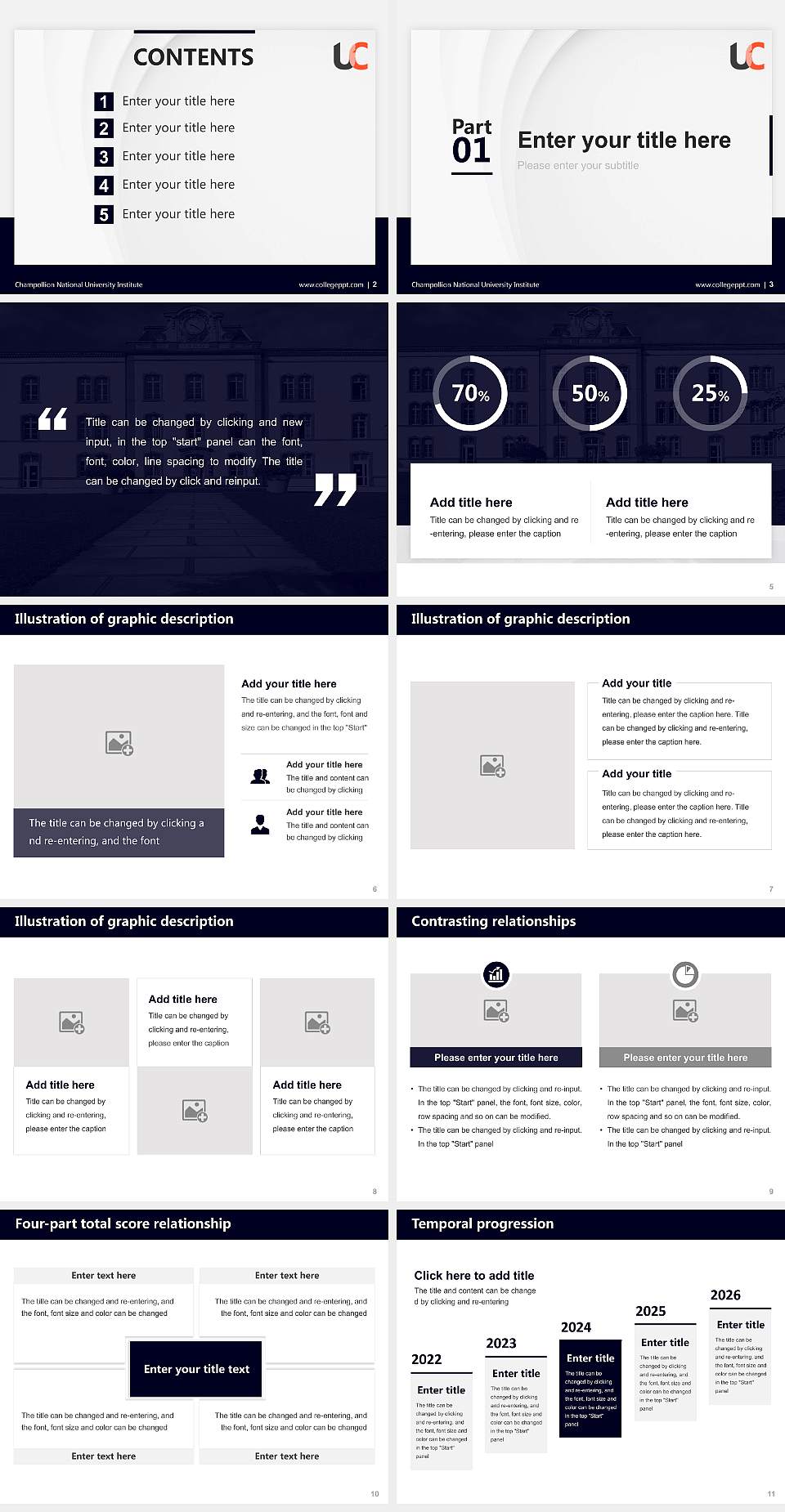 Champollion National University Institute Thesis Proposal/Graduation Defense PPT Template4:3 ratio PPT effect preview image2